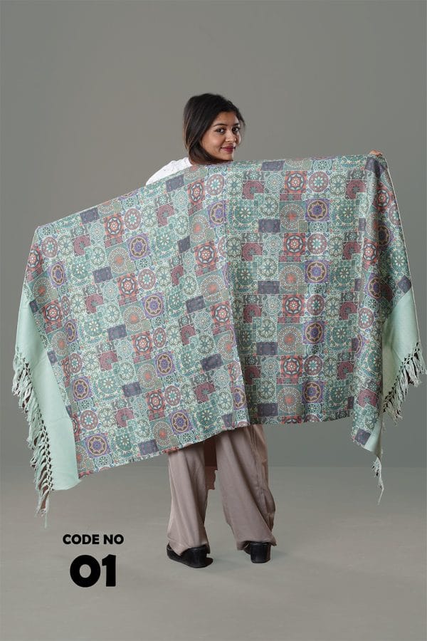 0001B Digital Print Woolen Shawl-0001