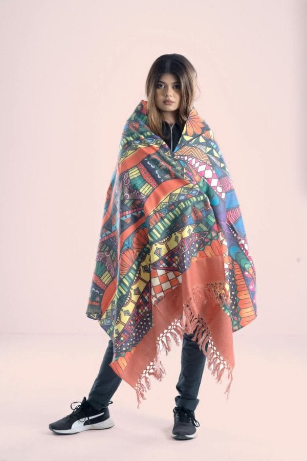 Digital Print Woolen Shawl-0032