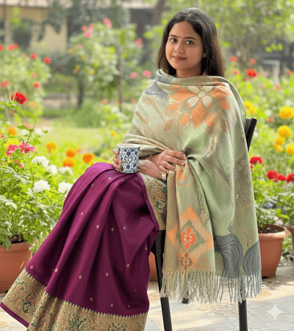 S016 Digital Print Woolen Shawl - S016
